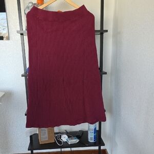 NWOT Free People Burgundy Ribbed Skirt